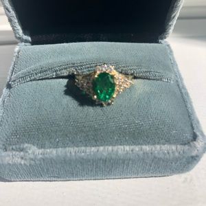14 Carat Gold Emerald and Diamond Ring